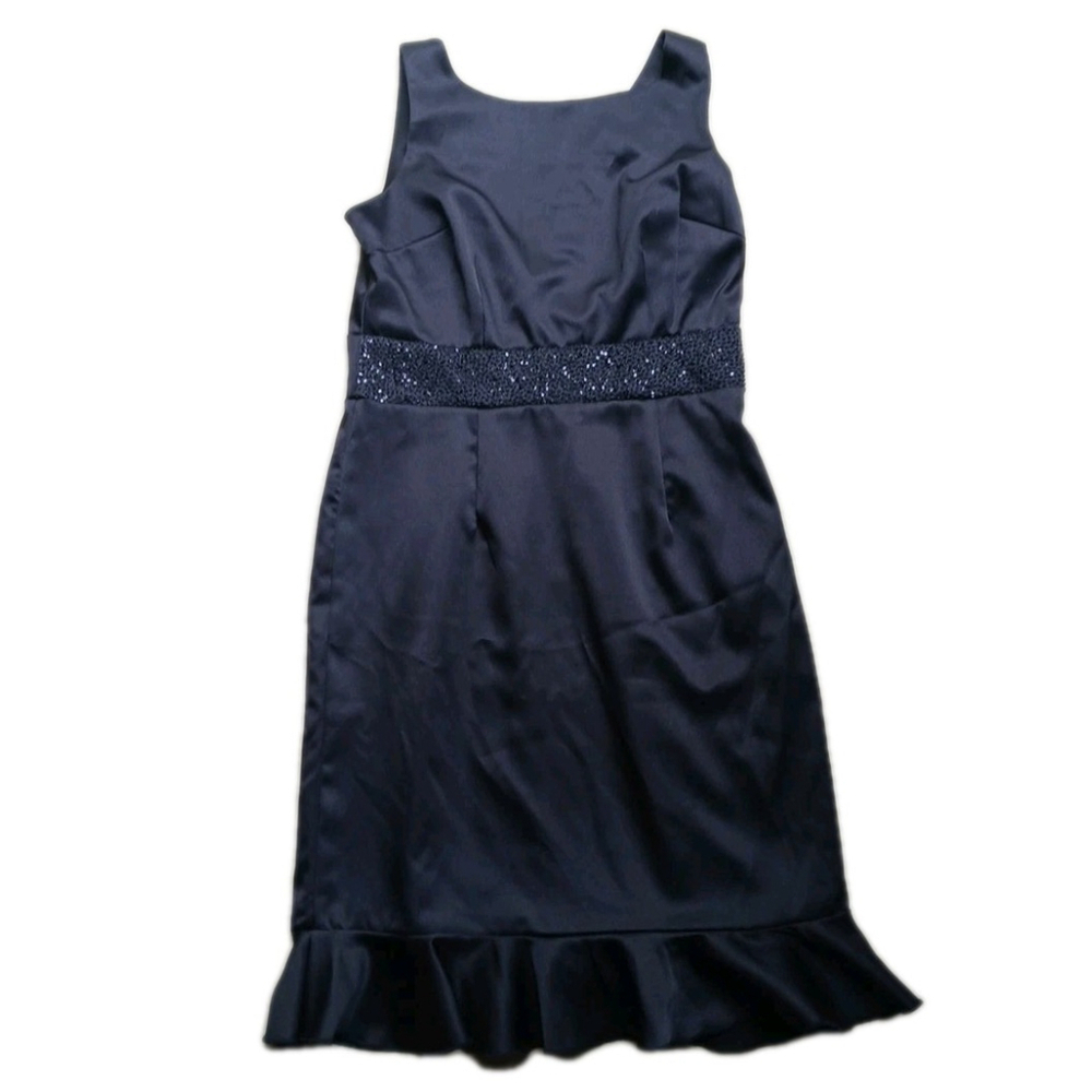 Roulette Black Satin Beaded Cocktail Dress Size 10